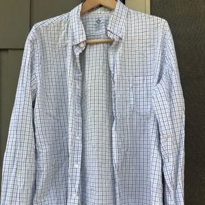 J CREW 100 % Cotton Long Sleeve blue plaid shirt